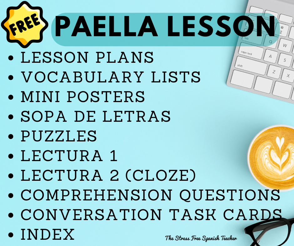 Free WEEK of Spanish lessons about Paella