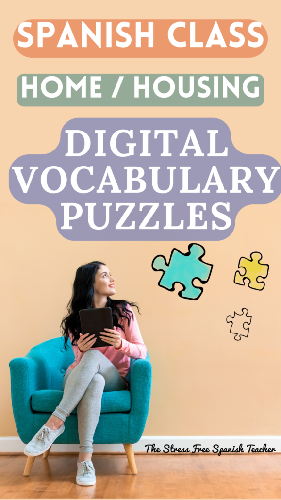 Spanish digital vocabulary puzzles no prep.