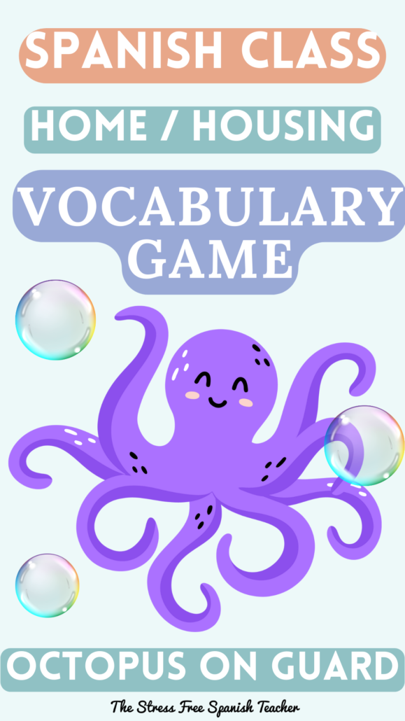 NO PREP Spanish vocabulary game called OCTOPUS ON GUARD